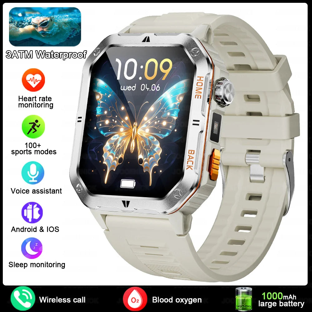 New 1000mAh Battery Outdoor Sports Smart Watch 2.01 inch HD Screen LED Flashlight Bluetooth Talking SmartWatches For Men Women