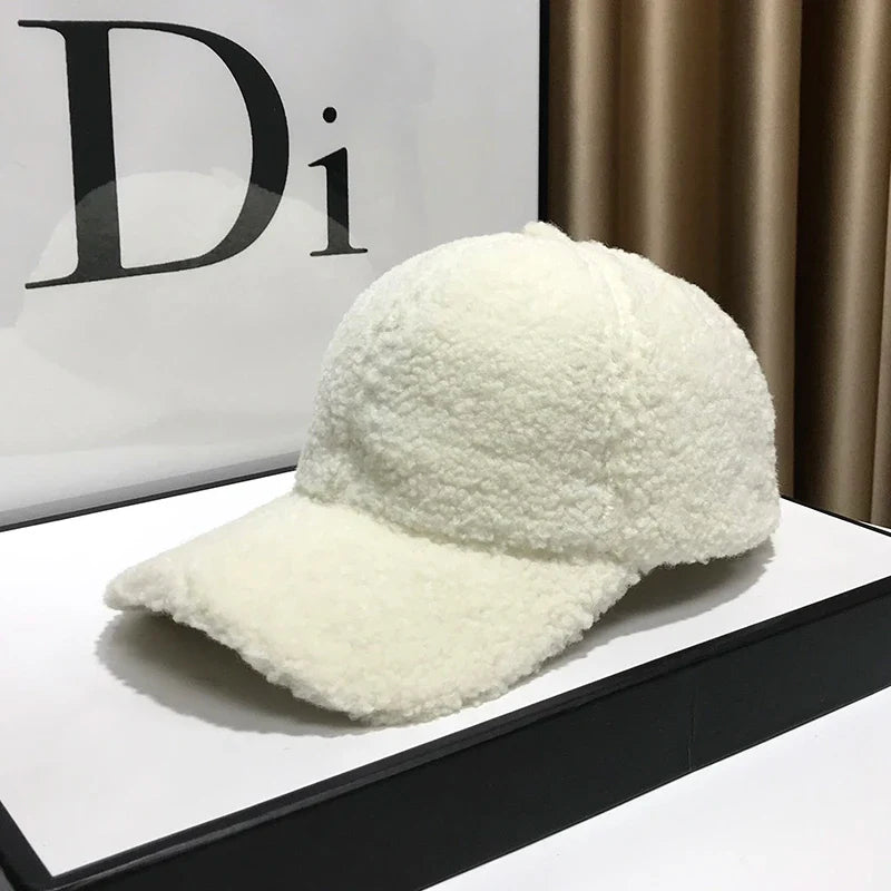 Winter Hats For Women Baseball Caps Plush Thickened Warm Baseball Cap Female Casual Solid Color Fashion Design Outdoor