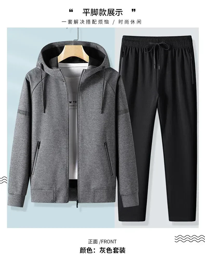 Men Running Sports Tracksuits Hoodies Zipper Outwear Sportwear+Sweatpants Sets Male Workout Sports Outfit Autumn Spring Sets men