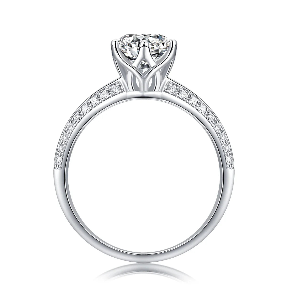 1pc 1ct 2ct 3ct Moissanite Ring 925 Sterling Silver 18K Gold Plated Elegant Gift Jewelry for Women Comes with GRA Certificate
