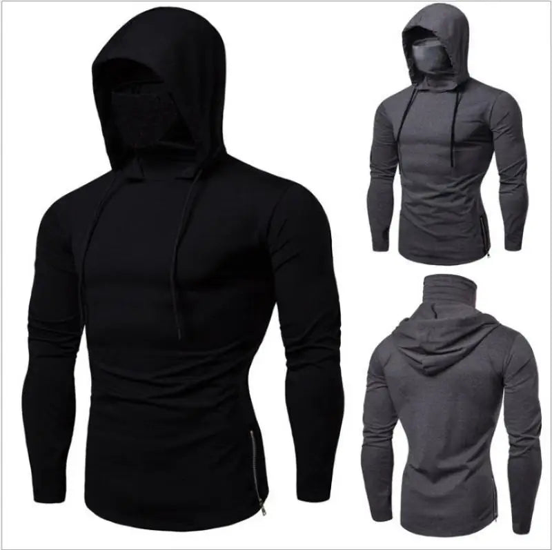 Men Solid Color Hoodies Autumn Leisure Fitness Sweatshirt Men's Thin Sweater Hooded