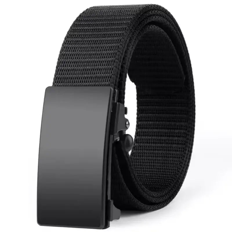 2pcs Men's Belt Outdoor Leisure Sports Belt Toothless Quick Release Automatic Buckle Quality Black Belt
