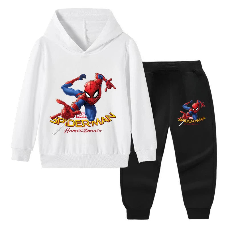 Disney Hoodie For Boys Casual Long-sleeves Sweatshirt+long Pants Sets for Kids Autumn Spider-Man Printed Thin 2pcs Set Clothing