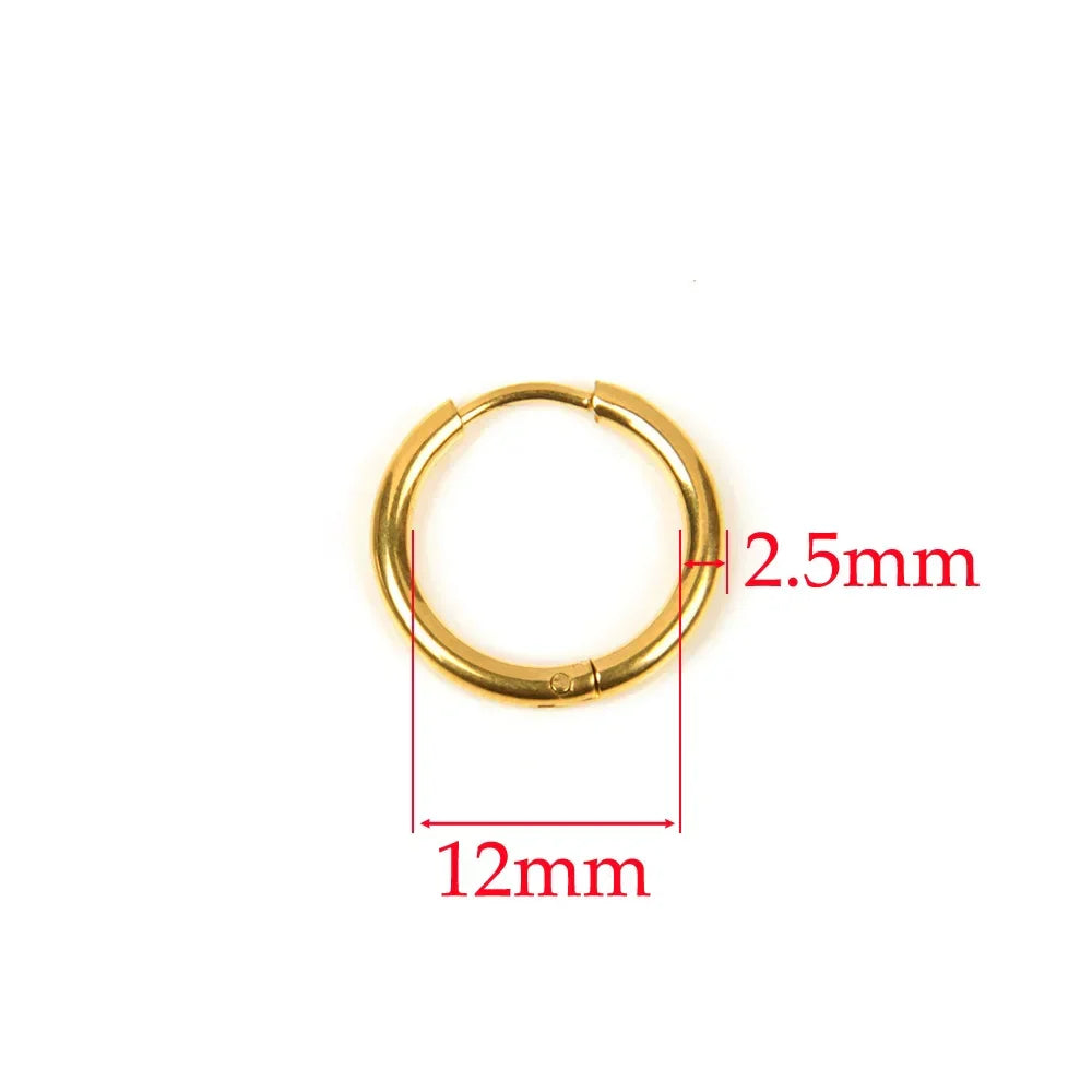 10pcs 316L Stainless Steel Hoop Earrings Women Men Punk Hiphop Circular Ear Buckle Ring Jewelry Gold Color Accessories Wholesale