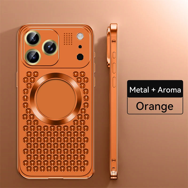 Metal Heat Dissipation Phone Case For iPhone 13 12 14 15 16 Pro Max Plus Magnetic Aluminum Cover Magsafe For IPHON 16 17 ProMax