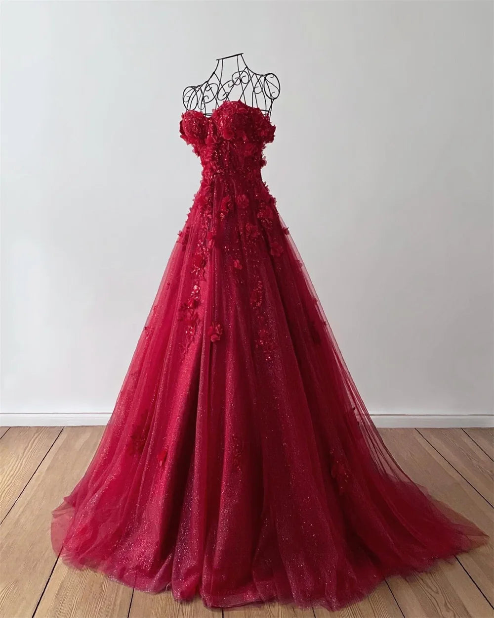 Formal attire Dresses: Princess 3D Flower Sweet A-line Tulle Evening Dress