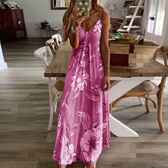 Plus Size Lady Spring Summer Dress Women V-Neck Long Dresses Elegant Casual