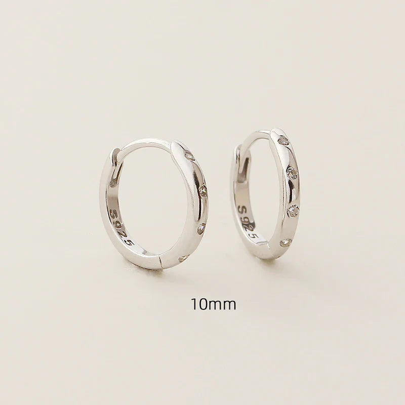 WANTME 925 Sterling Silver Fashion Simple Piercing Ear Closure Statement Stacked Ear Hoop Earrings for Women Huggies Jewelry