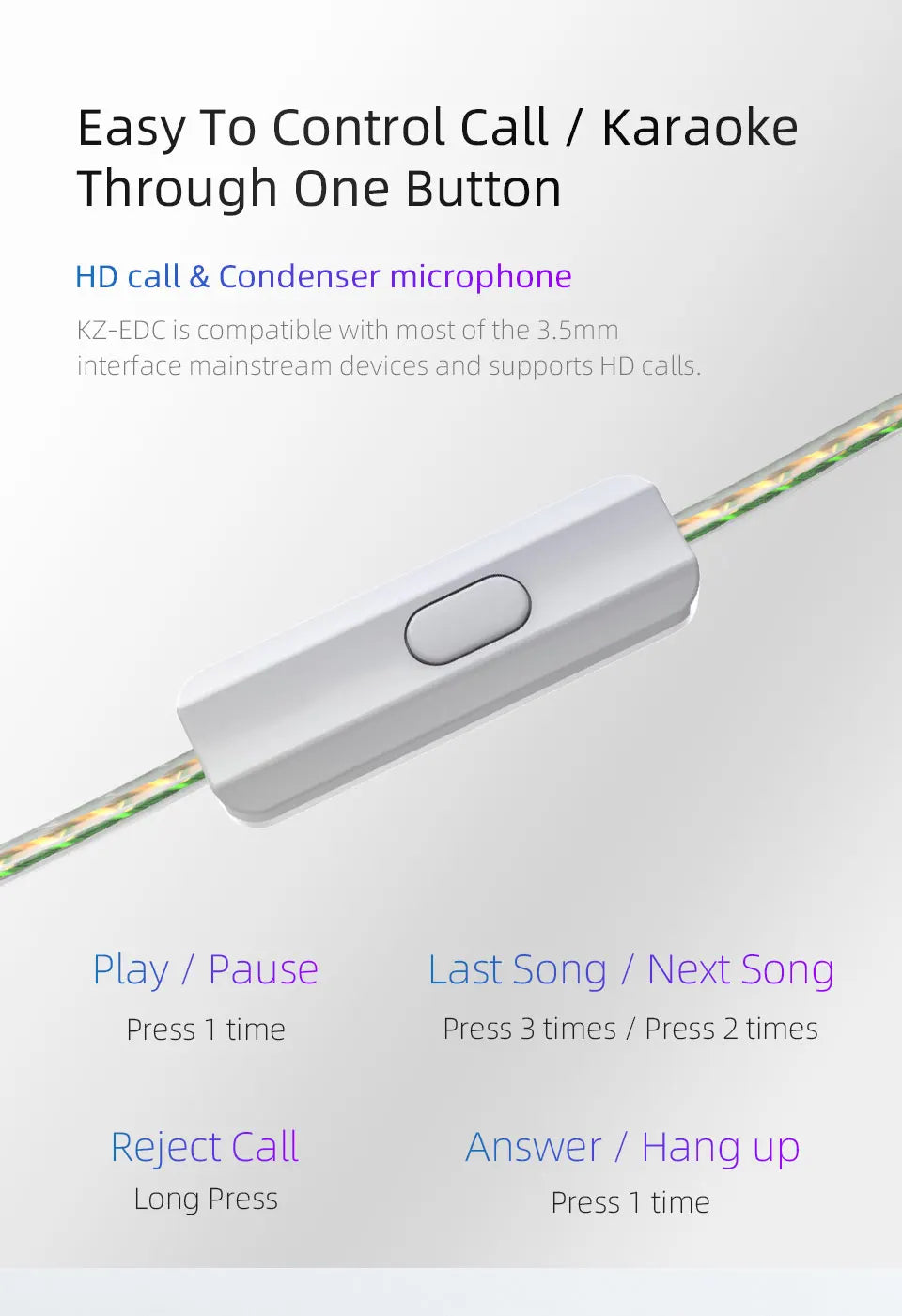 KZ EDC Earphones 1 Dynamic HIFI Bass Earbuds In Ear Monitor Headphones Sport Noise Cancelling Headse