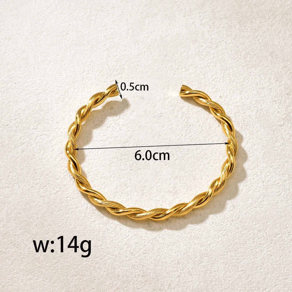C14 Cross-border Bracelet Twisted Twist Thread Bracelet for Women, retro stainless steel open Color separation bracelet