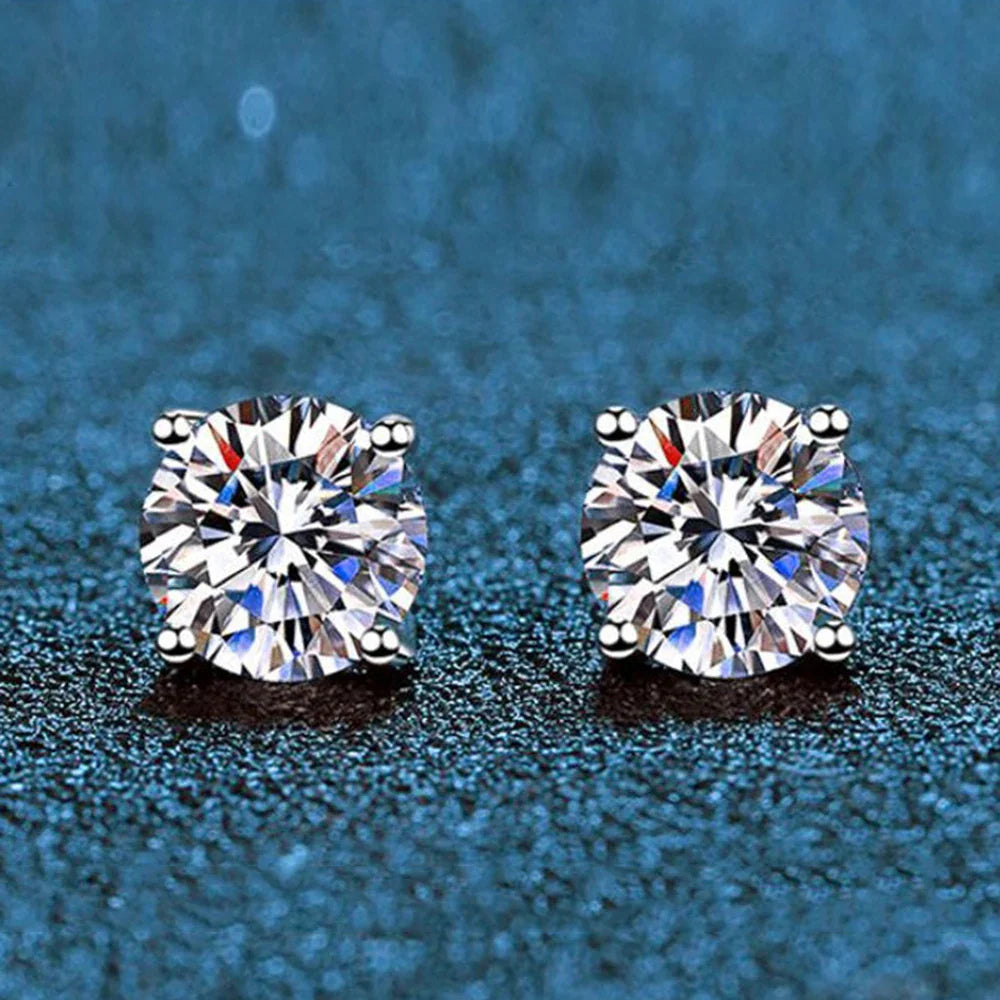 Cbtb Classic Sterling Silver 925 Gold Silver Four Claw Stud Earrings for Women Weddings Birthdays Moissanite Jewelry Luxury Gift