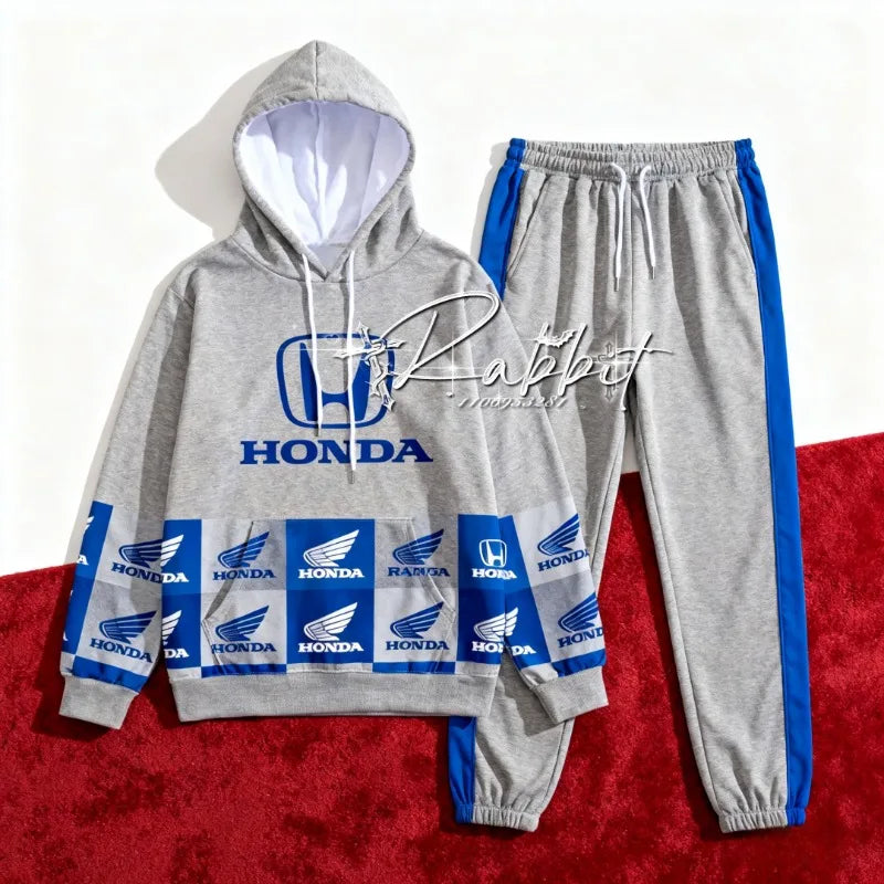 Honda Racing Track Rider Fashion Cycling Motorcycle Set Retro Hoodie Casual Sports Pants Two Piece Off Road Set Downhill Bike