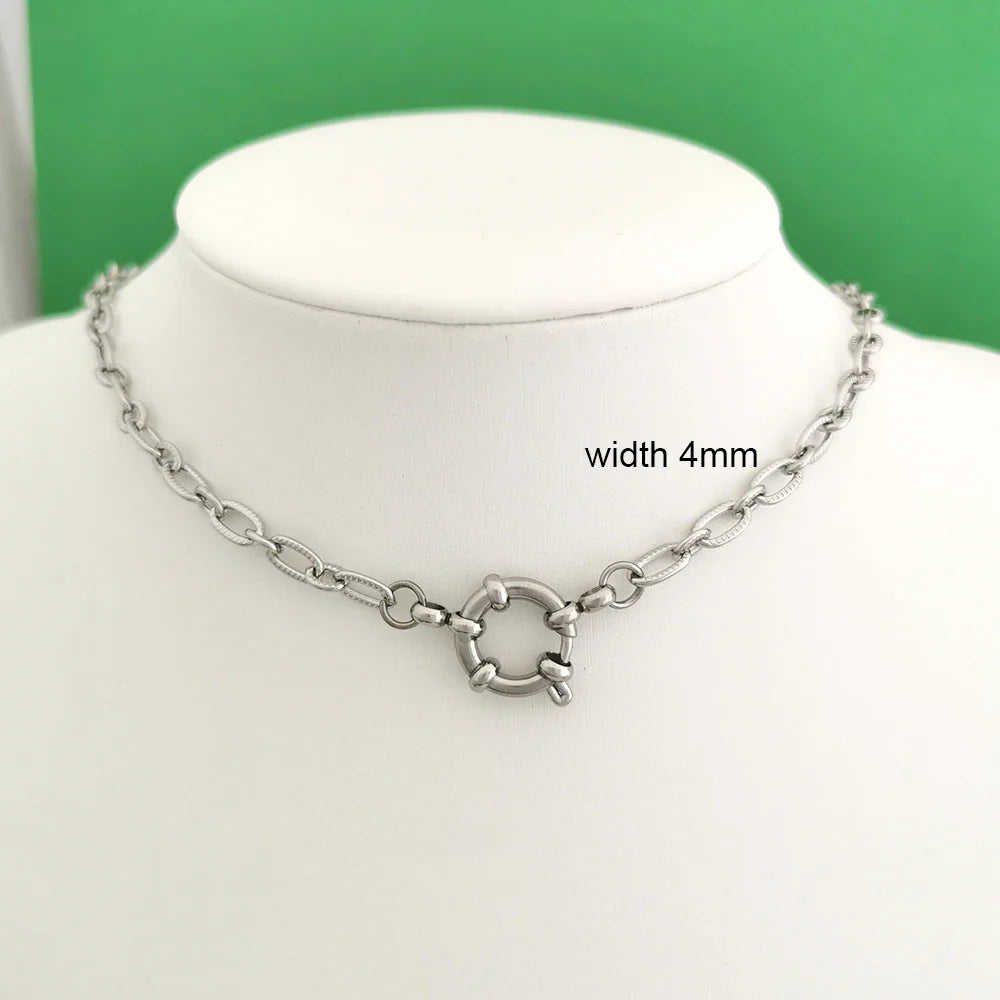 Necklace Women Men Choker Stainless Steel Geometric Rolo Link Cuba Paperclip Chain