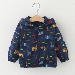 Children'S Coat Cartoon Cherry Blossom Hooded Zipper Everyday Versatile Boys' Jacket