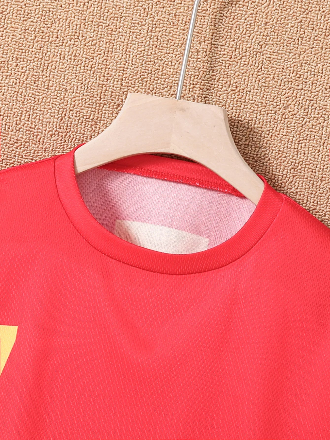 Children Red and Green Splicing Color No. 7 Legend Quick-drying Sports Football Suit Set