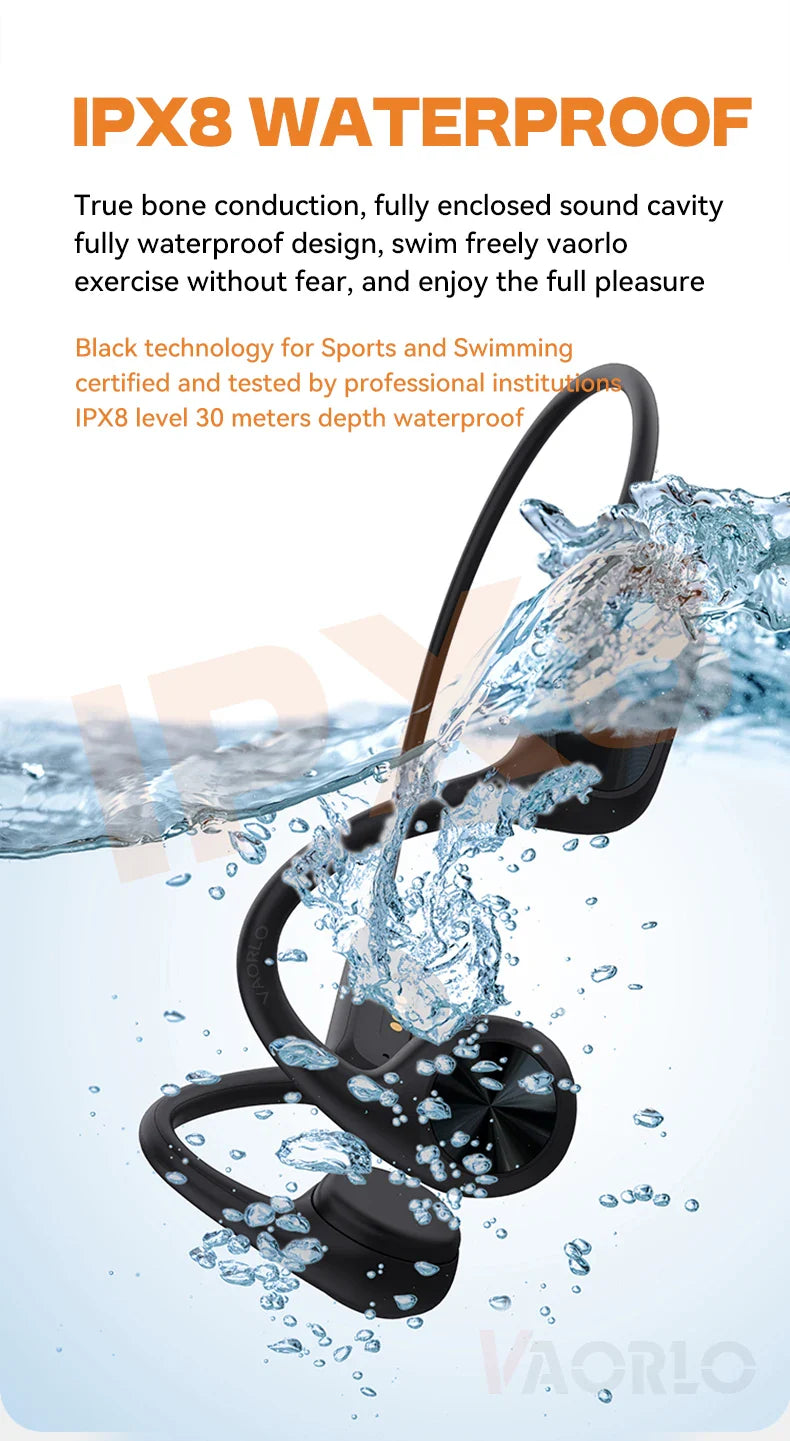 New X7 True Bone Conduction Headset Bluetooth 5.4 IPX8 Depth Waterproof Built-in Mic MP3 32GB Memory Player For Swimming Diving