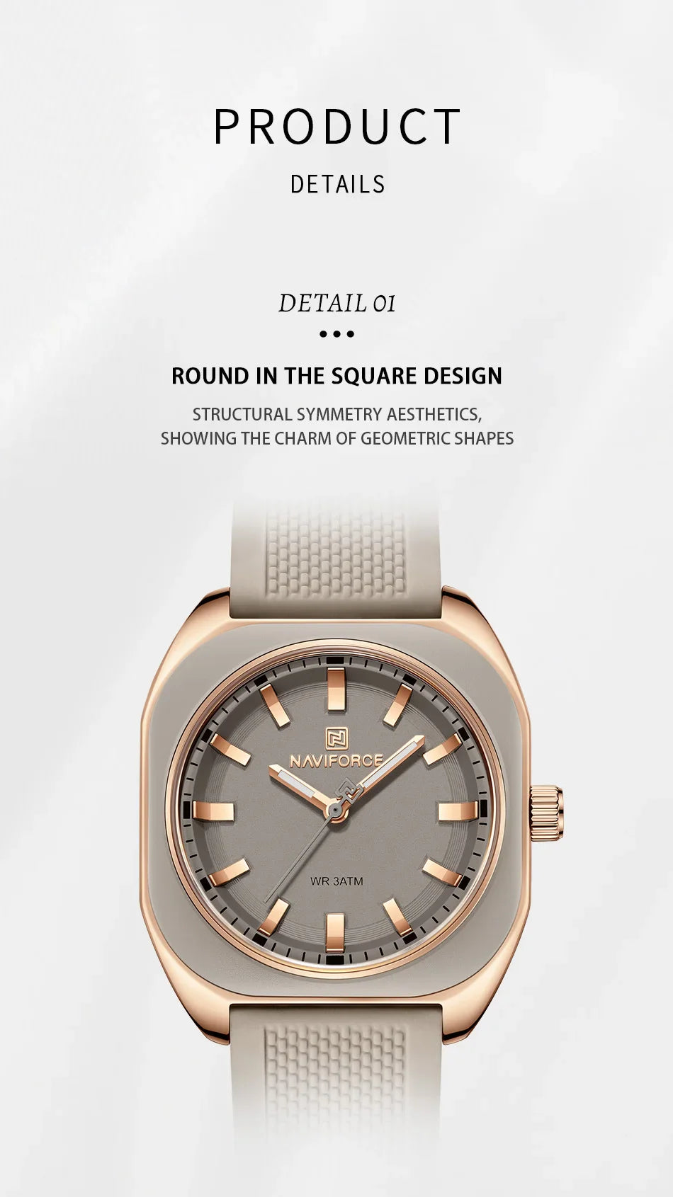 NAVIFORCE Fashion Women's Casual Elegant Simple Polygon Quartz Silicone Watch Gift for Women Wristwatch Casual Relogio Feminino