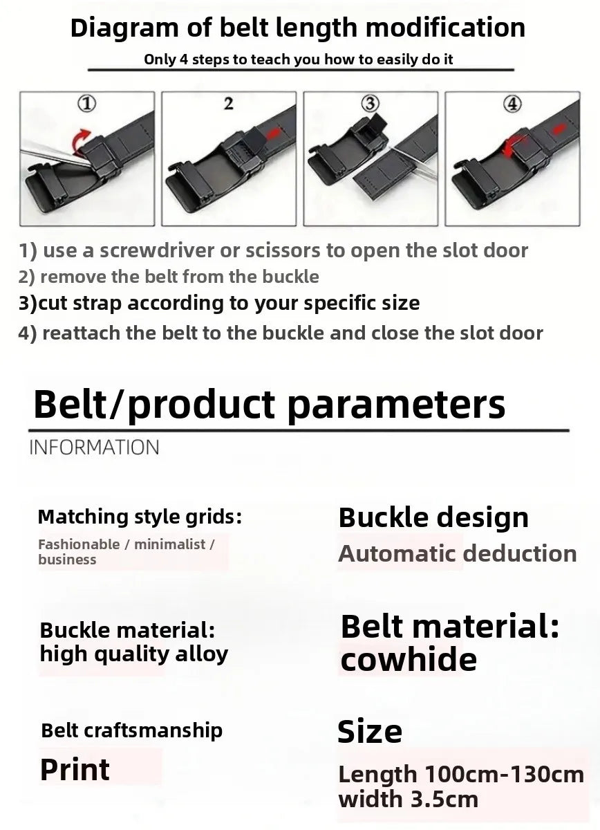 Top-quality cowhide and leather men's belt, fashionable and casual luxury brand jeans belt, multifunctional design men's belt