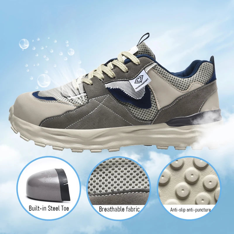 Men Safety Work Shoes luxury Summer security Boots Fashion Steel Toe women tennis Shoes Puncture-proof Non-Slip Female Sneakers