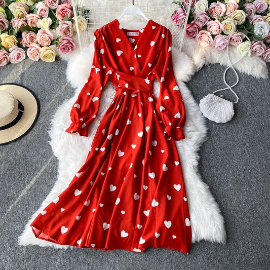 Evening wear Dresses: Women Long Sleeve Big Swing Party