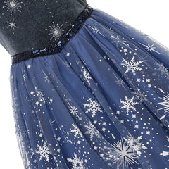 Autumn Winter Princess Dress Disney Frozen Elsa Costume Velvet Top With Fur Collar