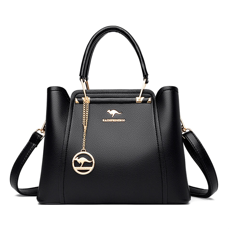 Soft Leather Handbags Women Bags Designer 3 Layers Shoulder Crossbody