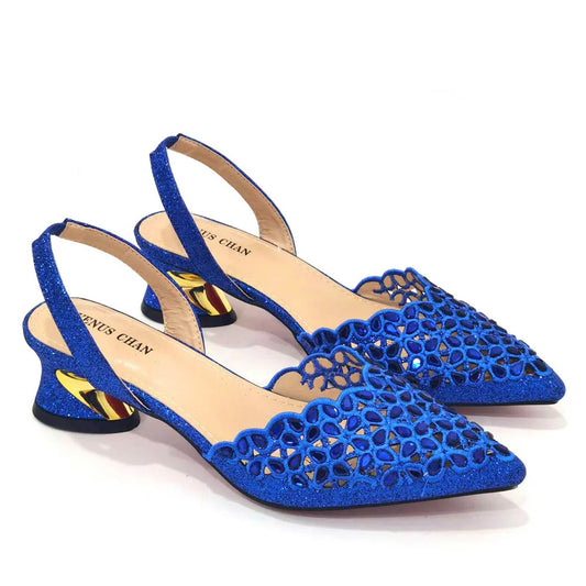 Royal Blue Noble Three-Dimensional Bag With Elegant High Heels Shoes