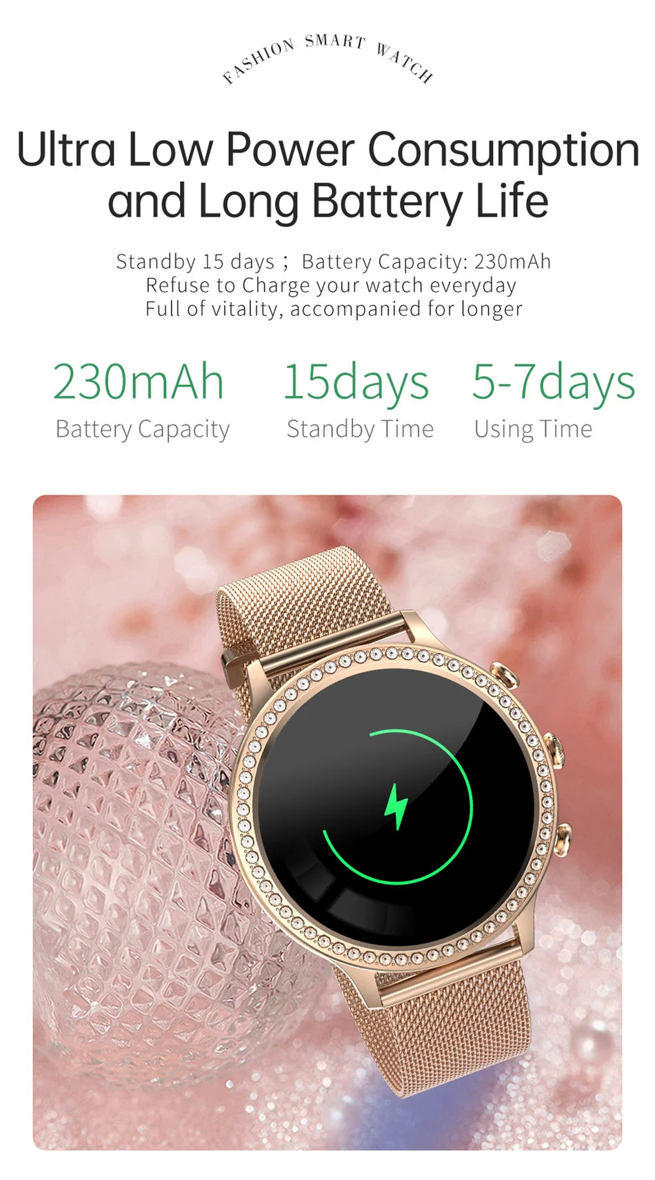 Women Smart Watch Double Strap Heart Rate Sleep Monitoring Wireless Call Voice Assistant Waterproof Smartwatch For Android IOS