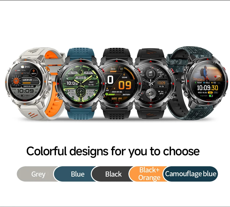 Outdoor Military Smart Watch Men Built-in GPS 1.46" AMOLED Compass