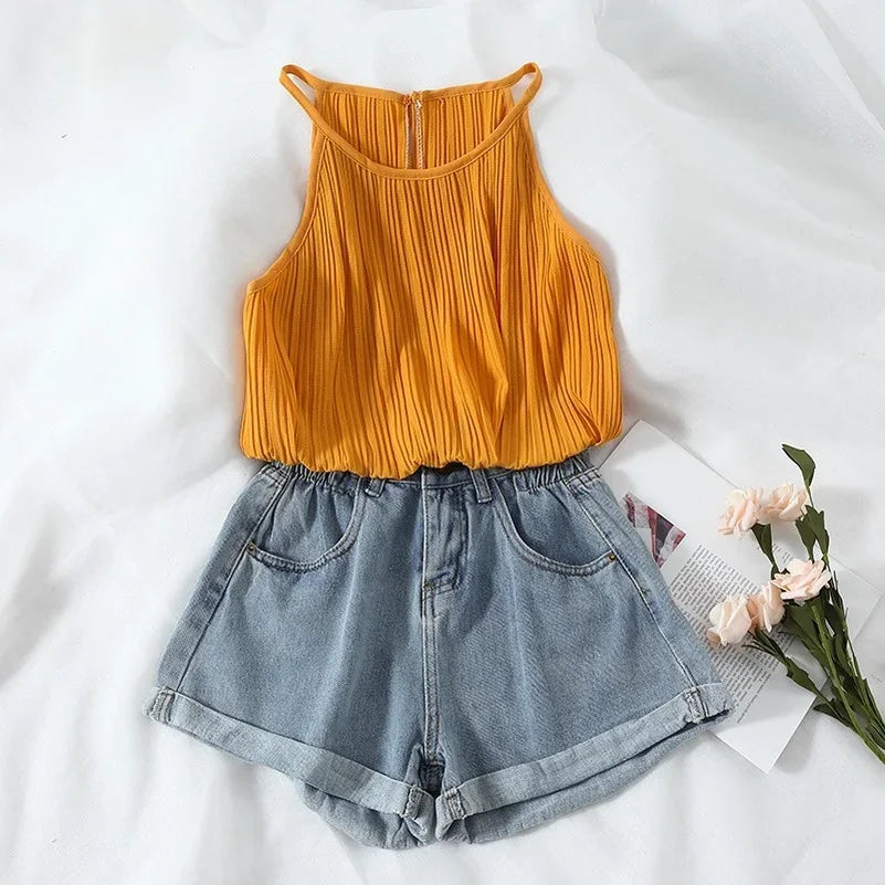 ZMZBCH Summer High Waist Denim Shorts Women Casual Loose Ladies Fashion Plus Size Elastic Waist Wide Leg Short Jeans Female