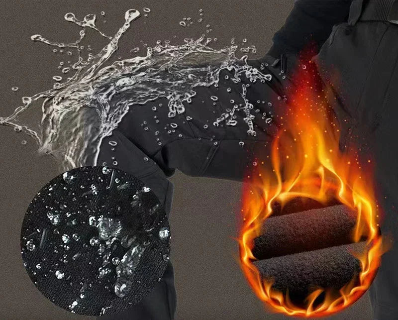 Winter Thicken Men Camo Suit Waterproof Tactical Training Set Multi-pocket Hooded Jacket Fleece Pants Outdoor Hunting 2-piece