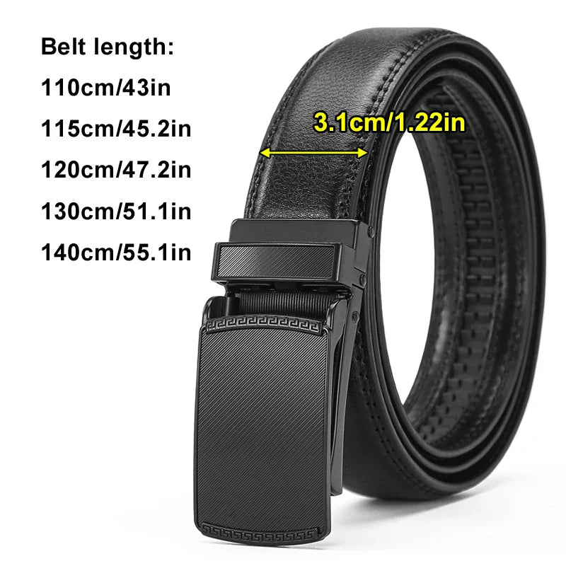 High-quality men's leather Belt Comfort Click Belt automatic buckle flip Belt convenient, business casual golf Ratchet Belt, Chr