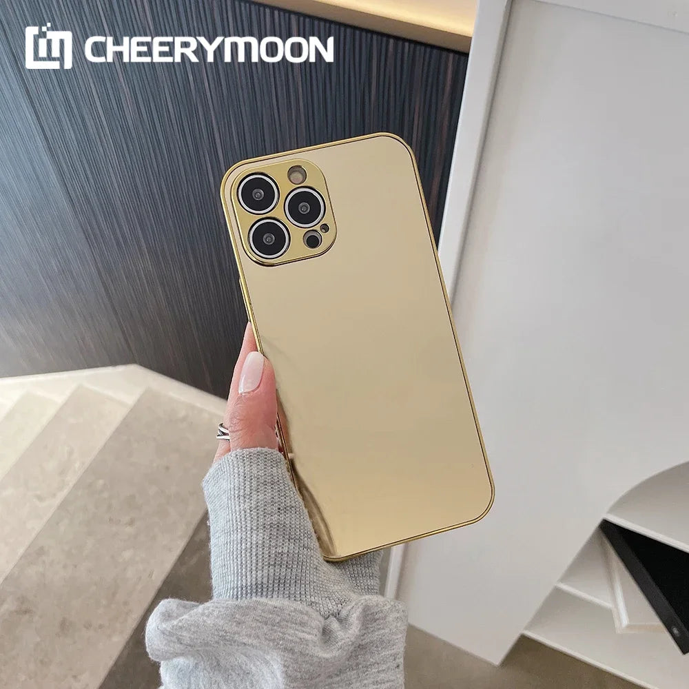 Electroplating Silver Gold Mirror Case For iPhone 16 15 14 13 12 11 Pro Max 15Pro 14Pro Plus 15Promax Protector Cover