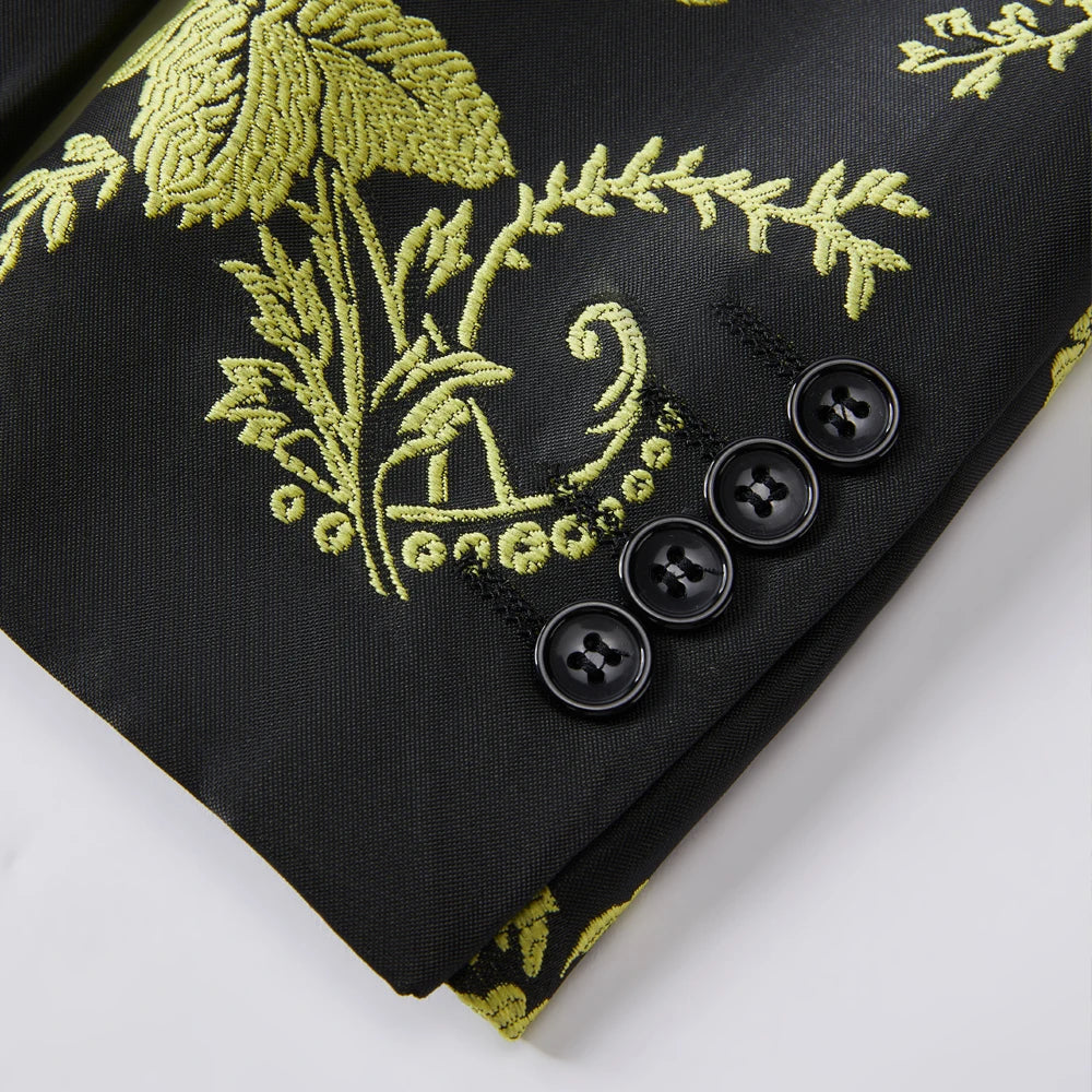Tuxedo for Mens: Coat Pant Slim Fit Party Wedding Suits For Men Green Yellow