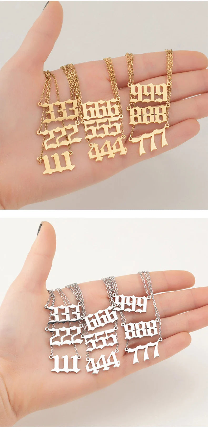 Stainless Steel Angel Number Lucky Numbers Necklaces 111 222 333 444 555 777 888 999 666 000 Pendant Necklace Charms Jewelry