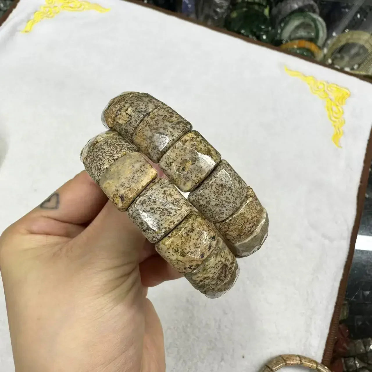 Natural 12x15mm Faceted Stone Unique Crystal Citrine Agate Amethyst Pyrite Fashion Elastic Handcrafted Bracelets Energy Bangles