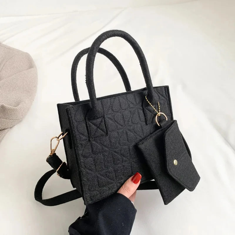 Zipper Messenger Bag Solid Color Felt Women Shoulder Bag Luxury Designer