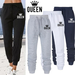 Queen Letter Printed Women Men Sweatpants Long Pants Jogger Trousers Womens