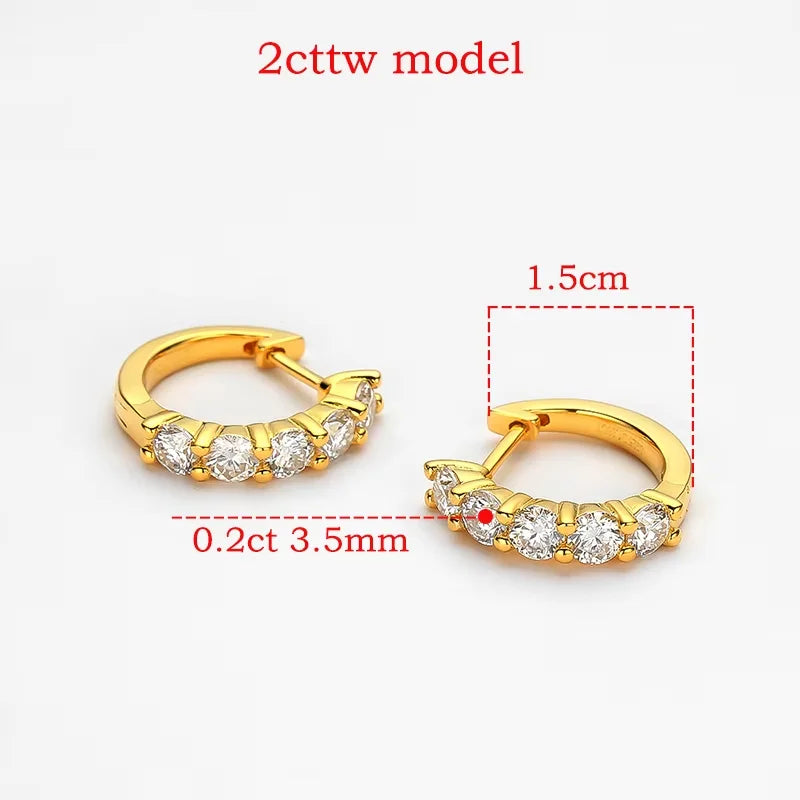 Smyoue 18k 3cttw Moissanite Hoop Earring for Women 4mm Stones D Color Sparkling Created Diamond Earring 100% 925 Sterling Silver