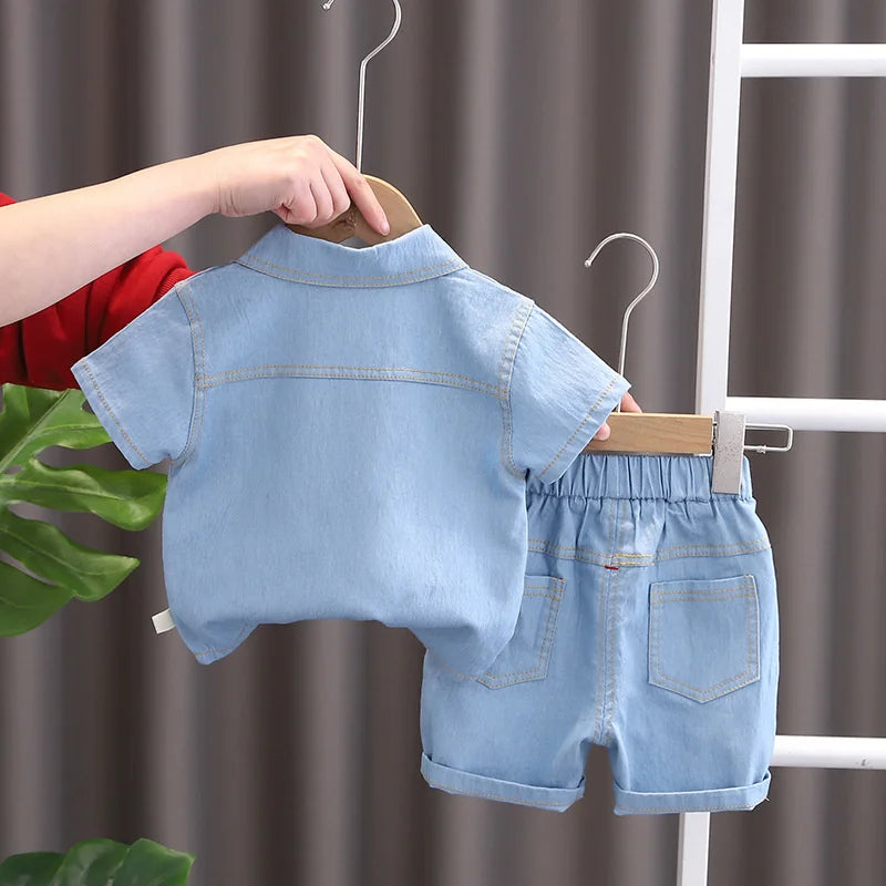 New Summer Baby Boys Clothes Suit Children Outfits Fashion Solid Shirt Shorts 2Pcs/Sets Toddler Casual Costume Kids Tracksuits