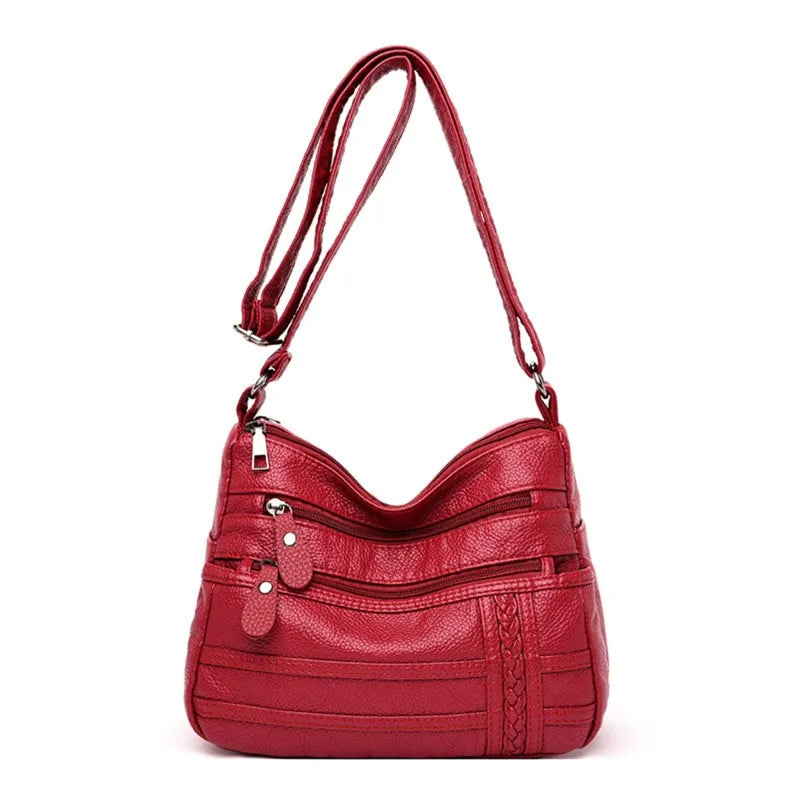 Women's Soft Leather Shoulder Bags Multi-Layer Classic Crossbody Bag