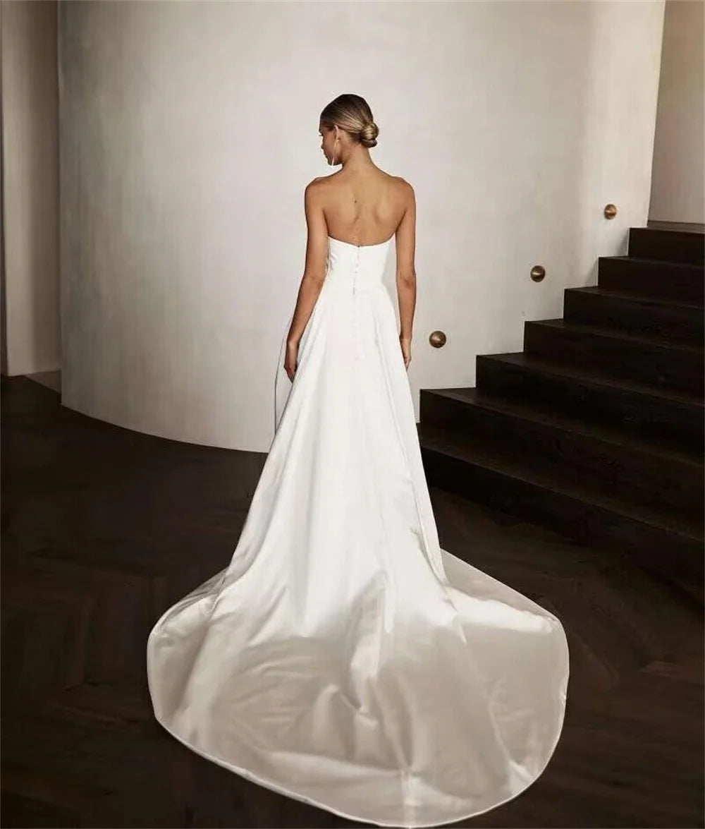 White Bridesmaid Dresses: Wedding Dresses Mermaid Strapless Bride Dress Long Train