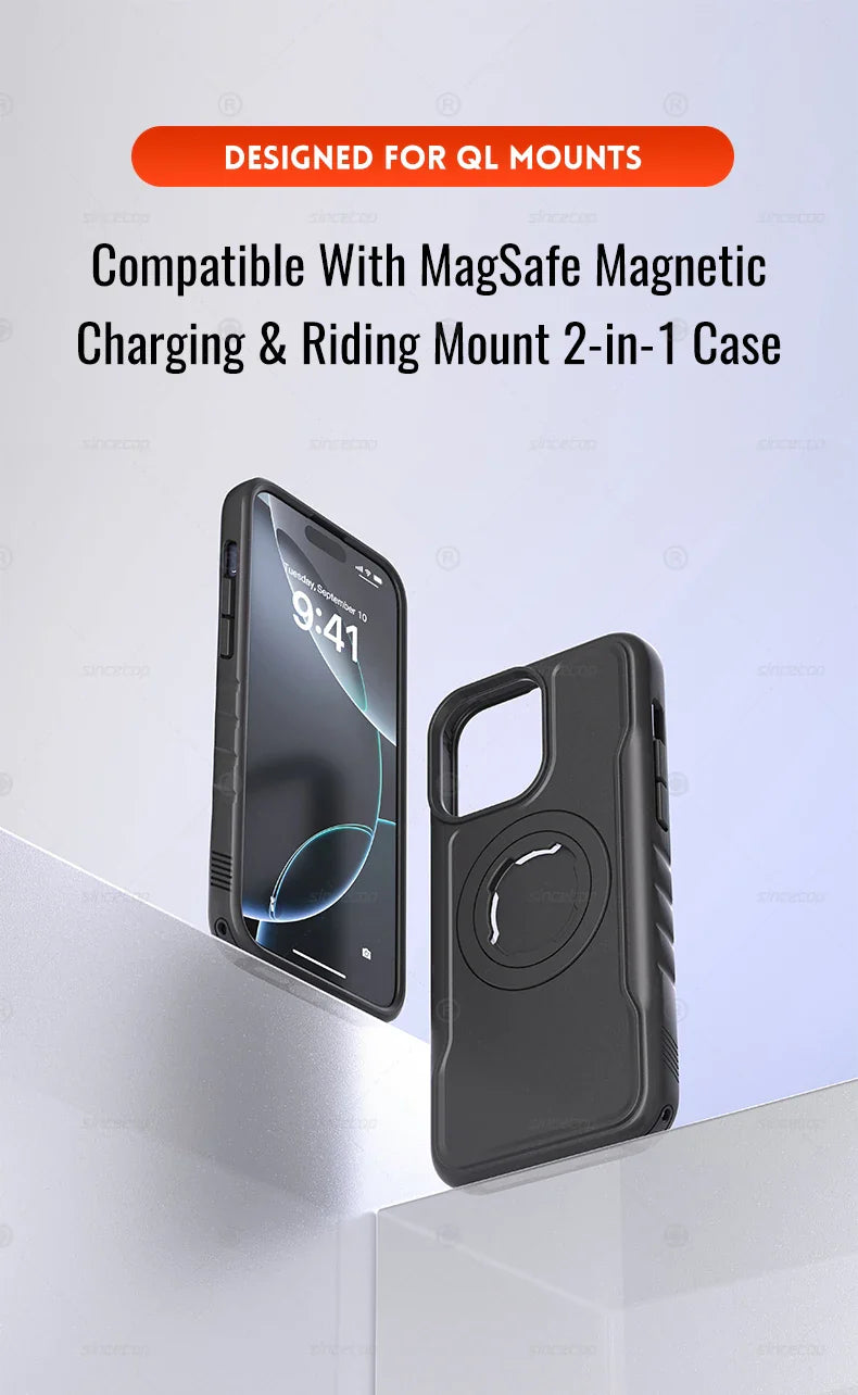 Magnetic Shockproof Case for iPhone 17 16 15 14 13 Pro Max Charging Protective Cover for Quad-style Bike/Motorcycle Mount/Holder