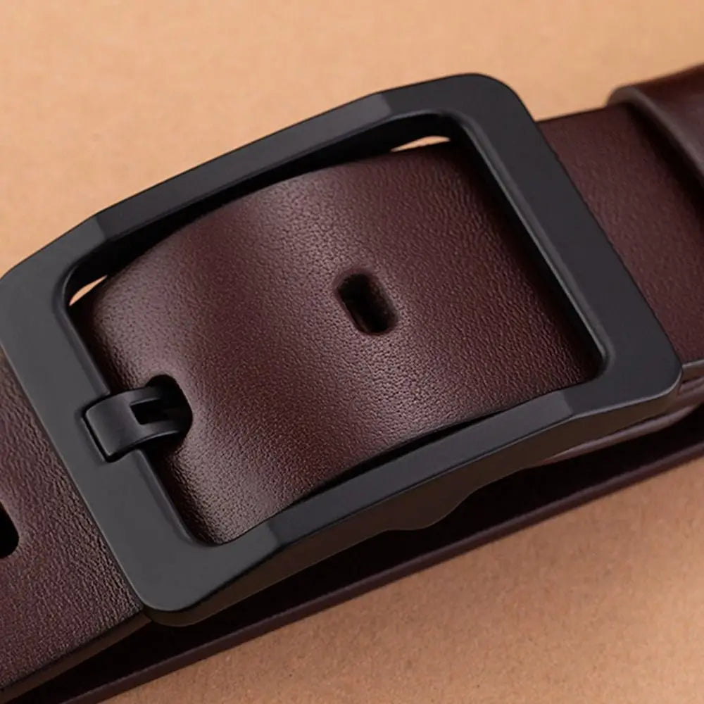 Man Retro Leather Belt Pin Buckle Jeans Black Belt Business Casual Luxury Brand Vintage Strap Waistband