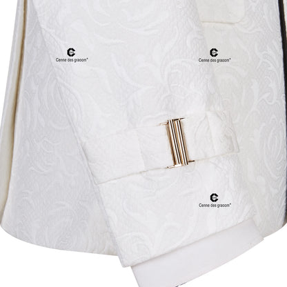 Tuxedo for Mens: Men Suits Black and White Floral Paisley Tuxedo Pants Double Breasted