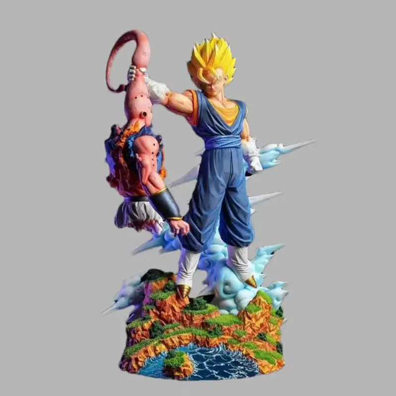 Hot 33cm Cartoon Dragon Ball Z Cartoon Character Majin Buu Vs Vegetto Supports Gk Digital Pvc Statue Collection Model Doll Statu