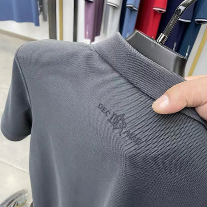 100% pure cotton high-end fashionable short sleeve summer new high-quality men's business casual polo shirt luxury brand T-shirt