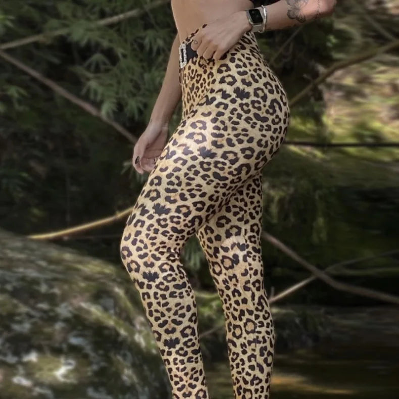Leopard Stripe 3D Print Women's Pants Push Up Running Sports Leggings Slim Pants
