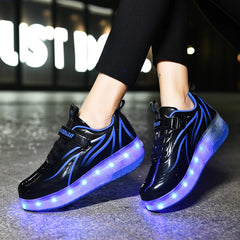 Children Light Sneakers With 2 Wheels Designer Luminous Baby Girls Boys Led Kids Roller Skate Shoes