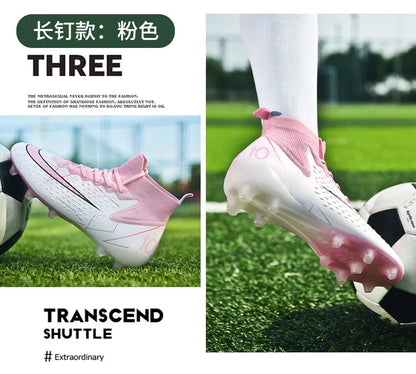 Mens Soccer Cleats High Ankle Football Shoes Long Spikes Outdoor Soccer